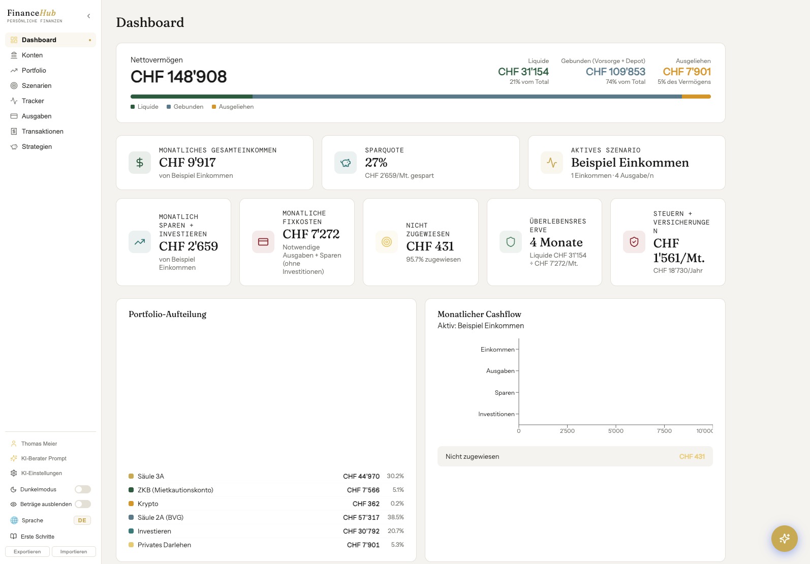 Finance Hub Dashboard Preview
