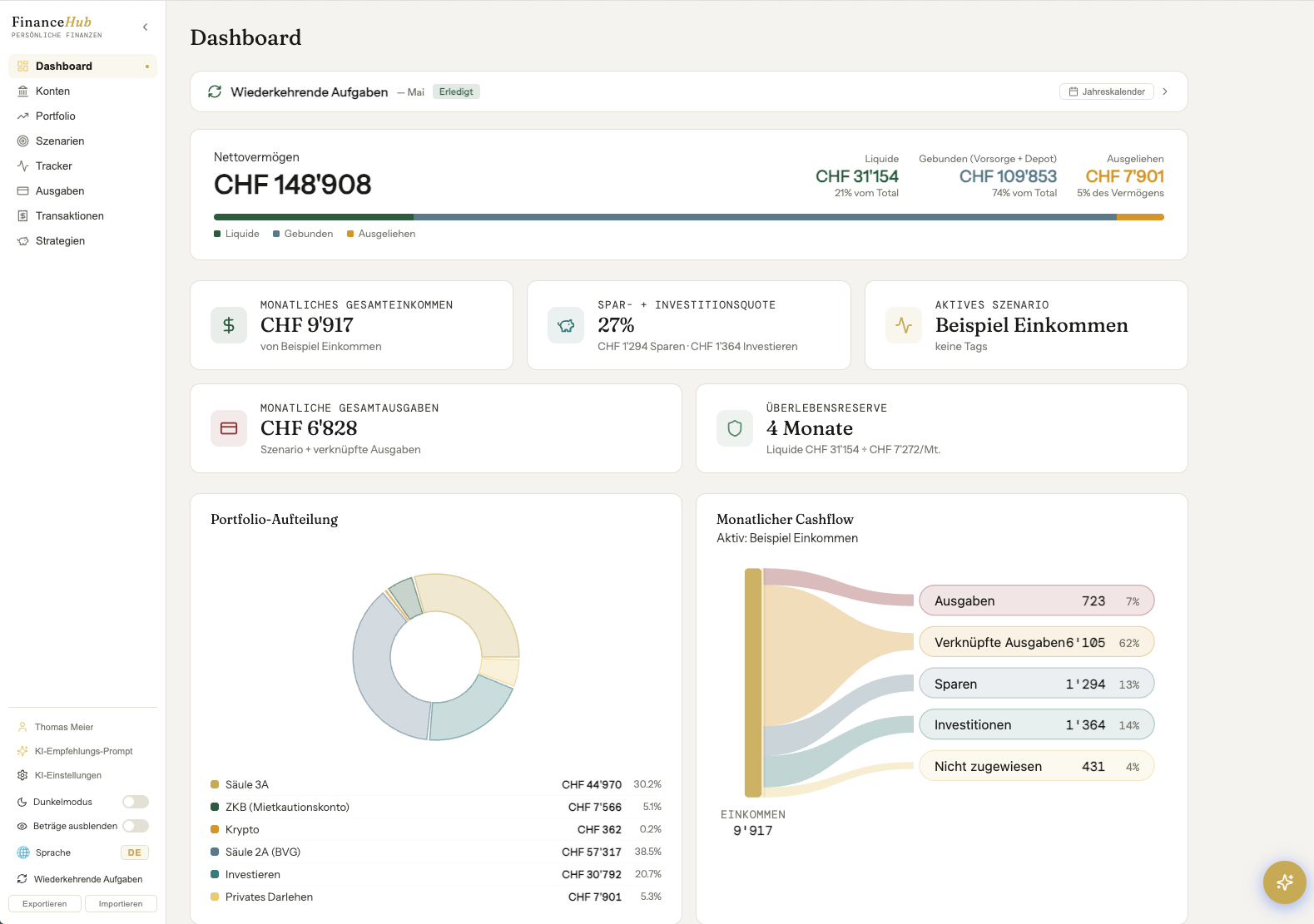 Finance Hub Dashboard Preview